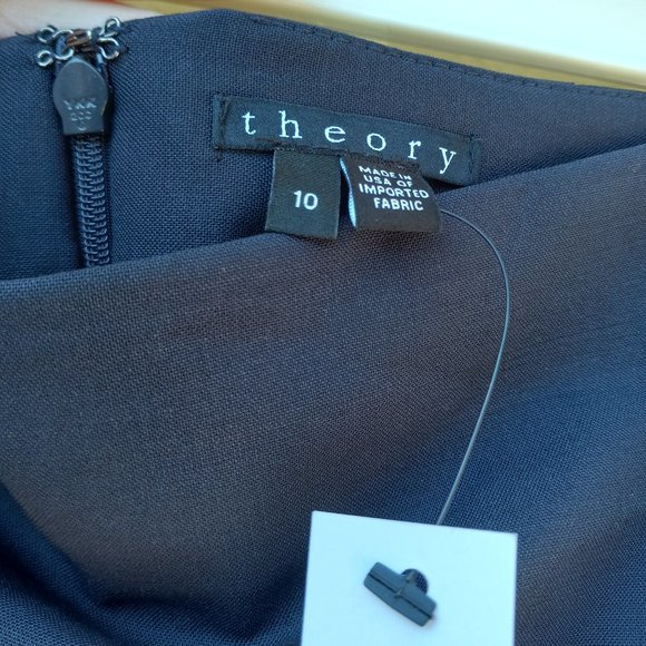 NWT Theory Navy Wool Pencil Skirt Size 10 Career Office Capsule Work Classic - Picture 3 of 15